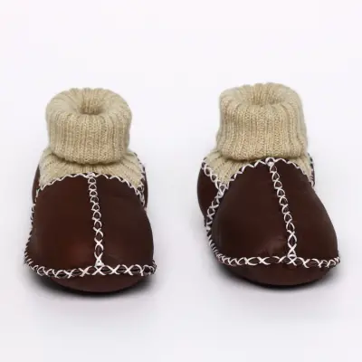 Angeltouch Unisex Bebe Patik Deri Lüx Kahverengi (1)