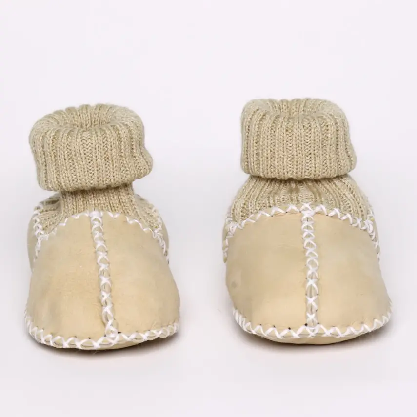 Angeltouch Unisex Bebe Patik Deri Lüx Krem - 6