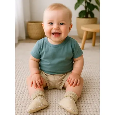 Angeltouch Unisex Bebe Patik Deri Lüx Krem - 11