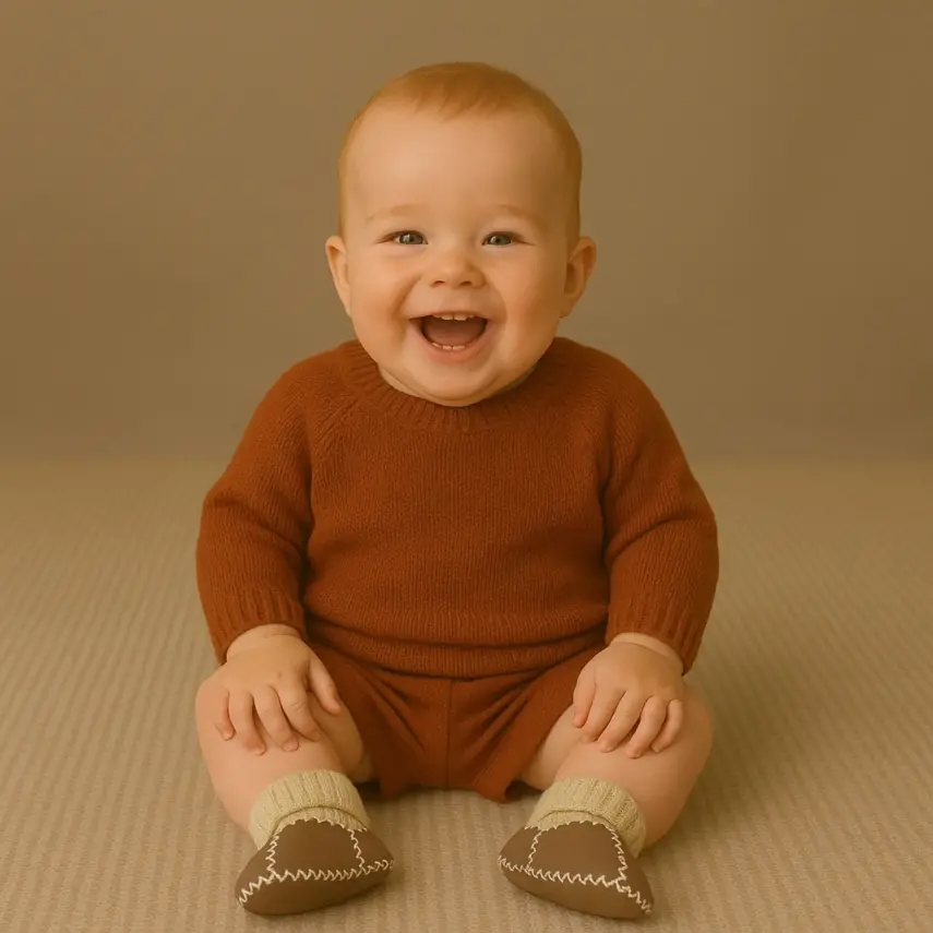 Angeltouch Unisex Bebe Patik Deri Lüx Sütlü Kahve - 11