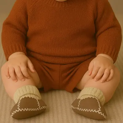 Angeltouch Unisex Bebe Patik Deri Lüx Sütlü Kahve (1)