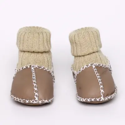 Angeltouch Unisex Bebe Patik Deri Lüx Sütlü Kahve - 12