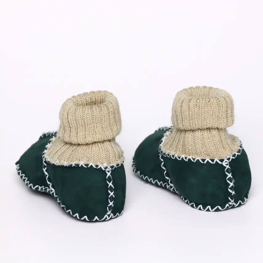 Angeltouch Unisex Bebe Patik Deri Lüx Yeşil - 6