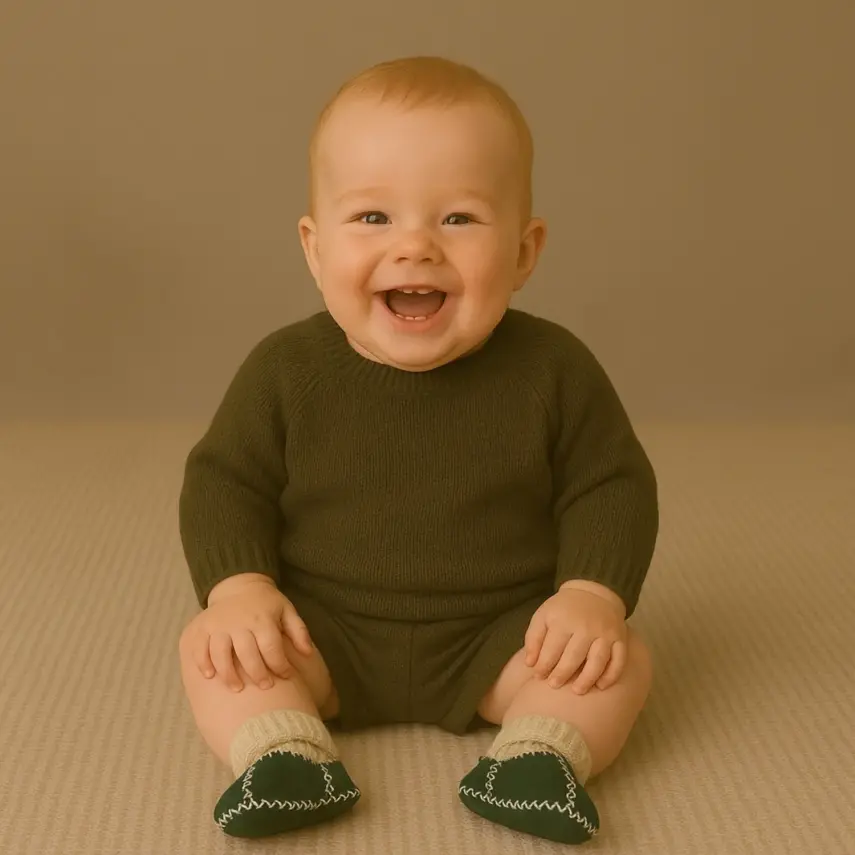 Angeltouch Unisex Bebe Patik Deri Lüx Yeşil - 2