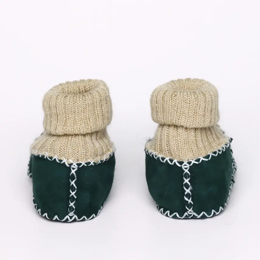 Angeltouch Unisex Bebe Patik Deri Lüx Yeşil - 4