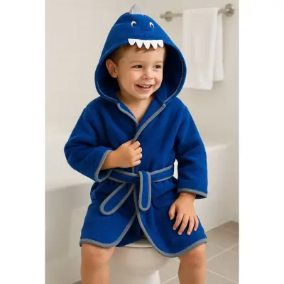 Angeltouch Unisex Bebek Bornozu Figürlü Mavi