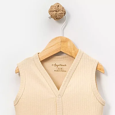 Angeltouch Yelek Raporlu Bej (1)