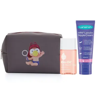 Anne Bakım Seti(Antrasit) Lansinoh Göğüs Ucu Kremi+Bio-Oil Yağı+ Çanta Hediyeli - 1