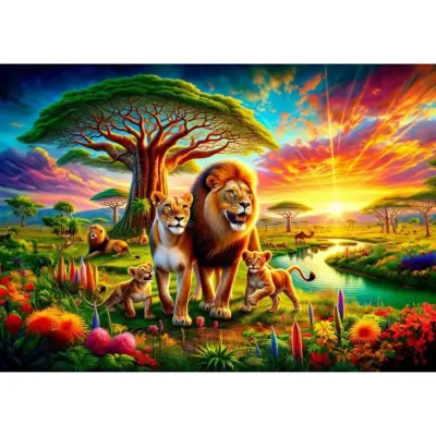 Art Çocuk Aslan Ailesi 200 Parça Puzzle (1)