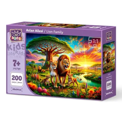 Art Çocuk Aslan Ailesi 200 Parça Puzzle