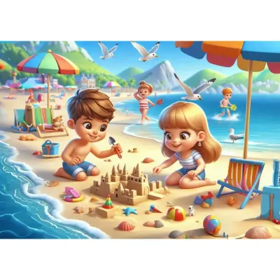 Art Çocuk Plaj Keyfi 100 Parça Puzzle (1)