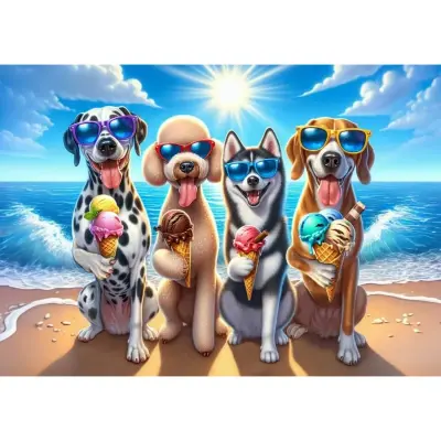 Art Çocuk Tatilci Köpekler 200 Parça Puzzle (1)