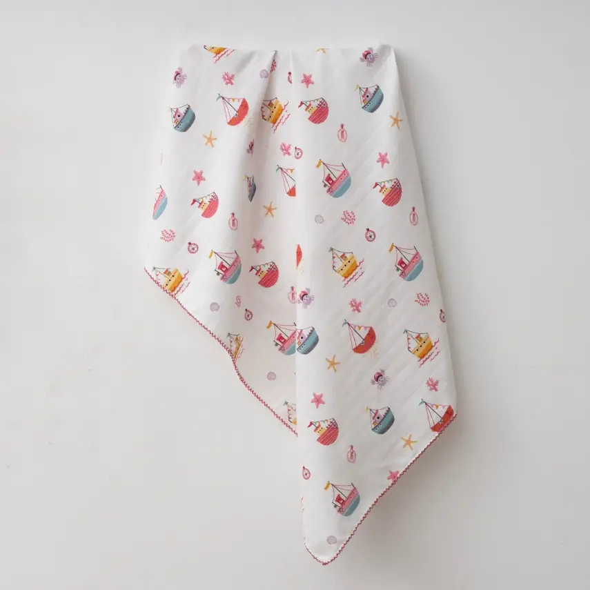 Baby Mammas Çok Amaçlı Bebek Müslin Örtü Gemili 80x90cm Kırmızı - 1