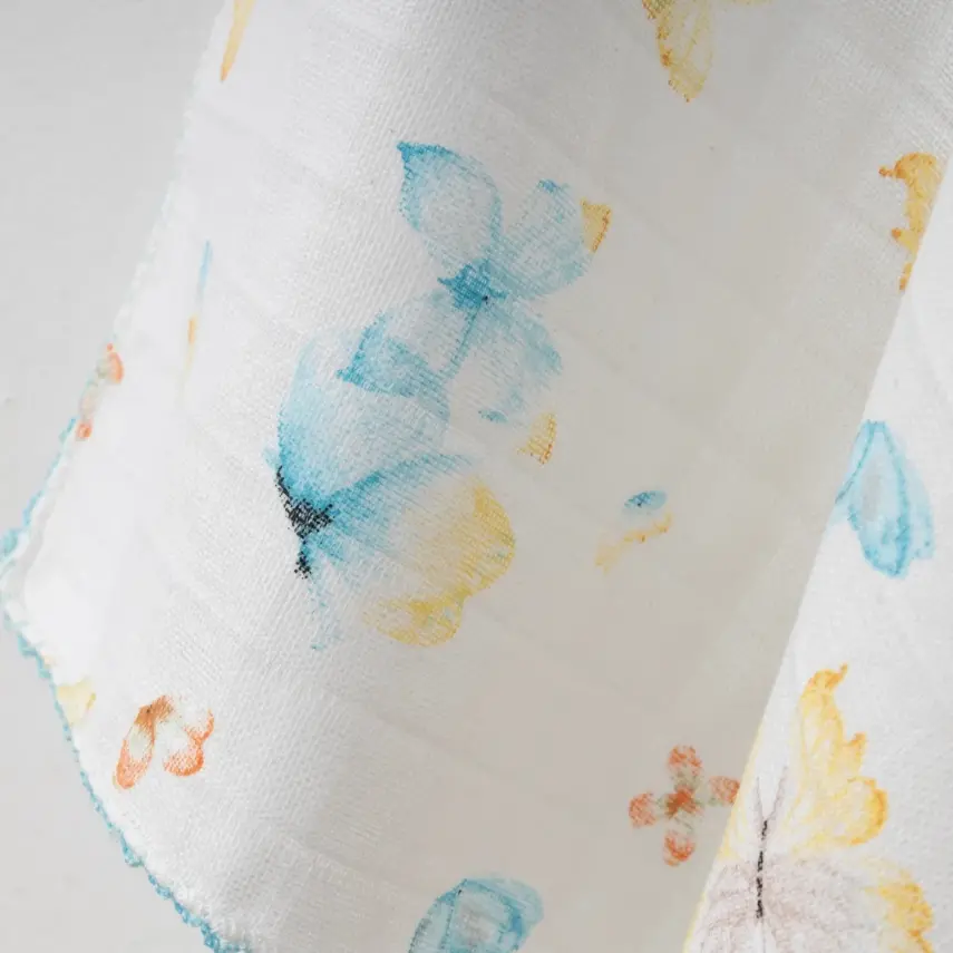 Baby Mammas Çok Amaçlı Bebek Müslin Örtü Kelebek 80x90cm Mavi - 2