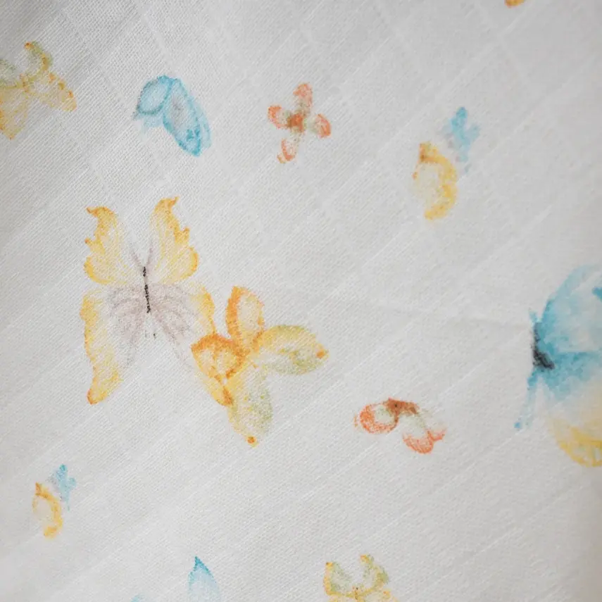 Baby Mammas Çok Amaçlı Bebek Müslin Örtü Kelebek 80x90cm Mavi - 3