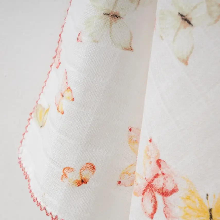 Baby Mammas Çok Amaçlı Bebek Müslin Örtü Kelebek 80x90cm Pembe - 3