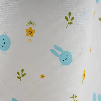 Baby Mammas Çok Amaçlı Bebek Müslin Örtü Tavşan 80x90cm Turkuaz (1)