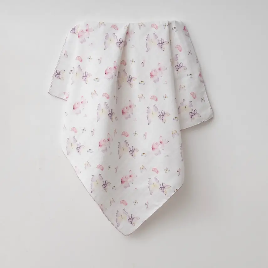 Baby Mammas Müslin Örtü Kelebek 80x90cm Lila - 1