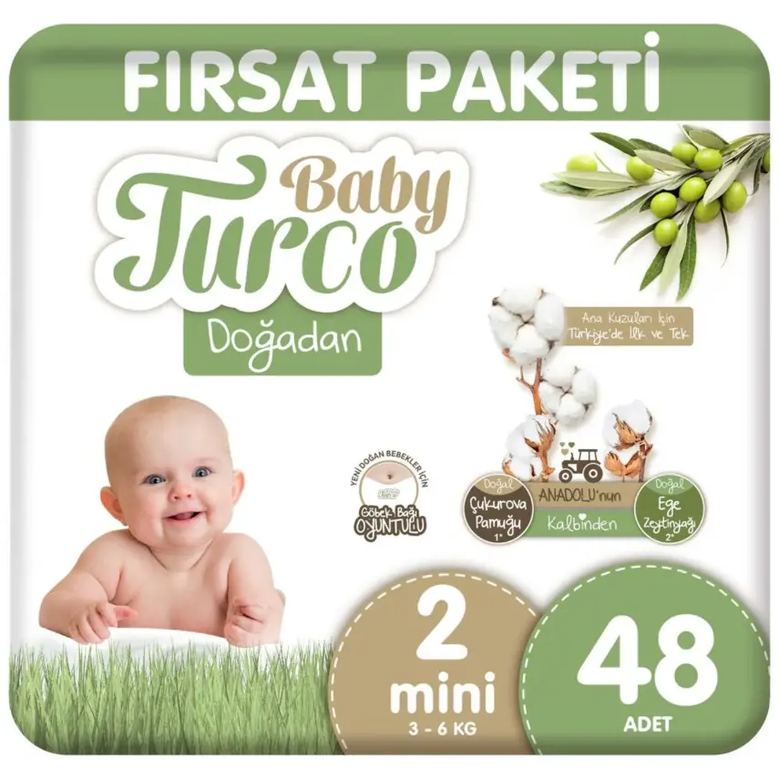 Baby Turco Doğadan Bebek Bezi 2 Beden Mini 48li Fırsat Paketi - 1