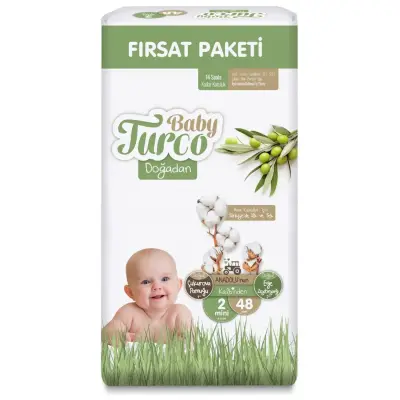 Baby Turco Doğadan Bebek Bezi 2 Beden Mini 48li Fırsat Paketi (1)