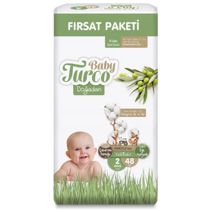Baby Turco Doğadan Bebek Bezi 2 Beden Mini 48li Fırsat Paketi - 2
