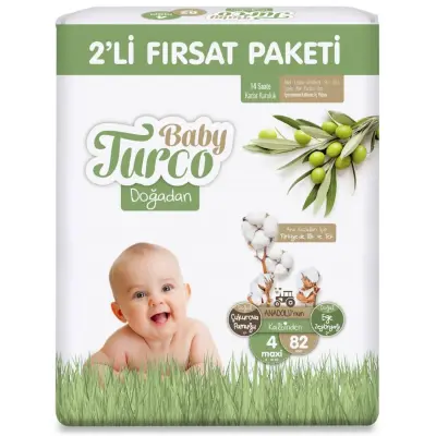 Baby Turco Doğadan Bebek Bezi 4 Beden Maxi 82li Fırsat Paketi - 3