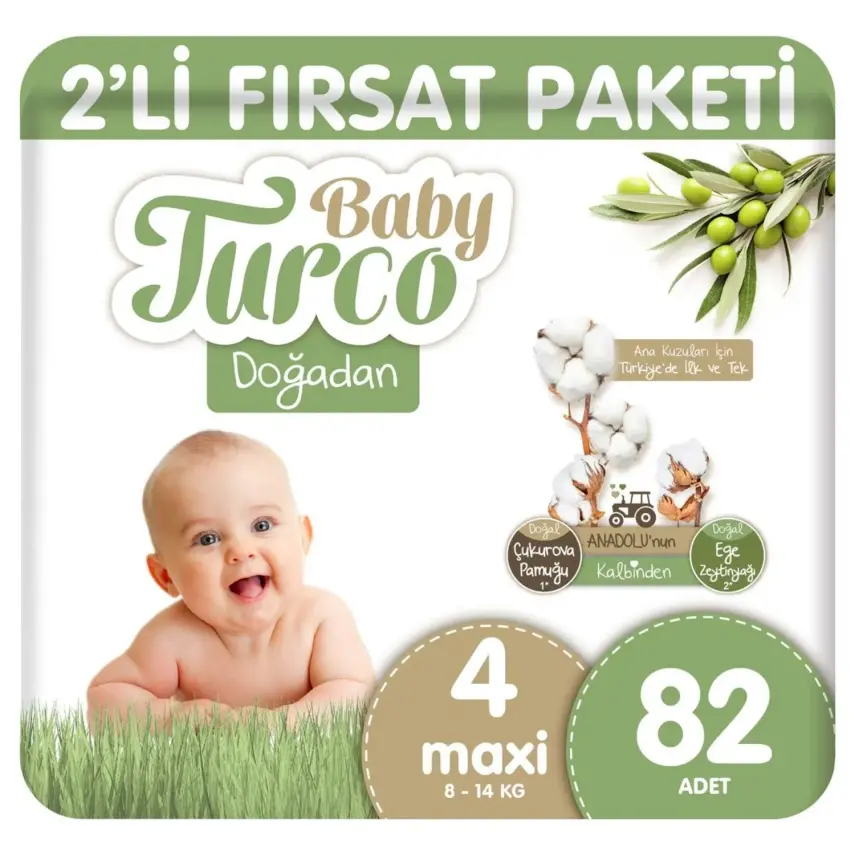 Baby Turco Doğadan Bebek Bezi 4 Beden Maxi 82li Fırsat Paketi - 1