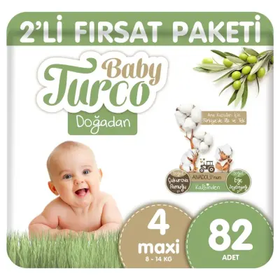 Baby Turco Doğadan Bebek Bezi 4 Beden Maxi 82li Fırsat Paketi (1)