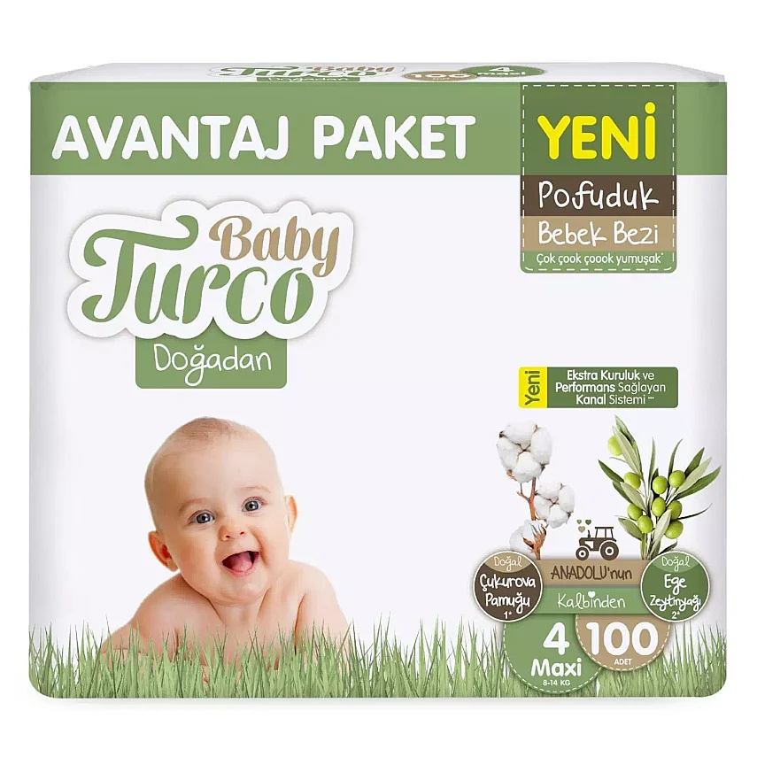 Baby Turco Doğadan Bebek Bezi 4 Numara Maxi 100 Adet Avantaj Paket - 1