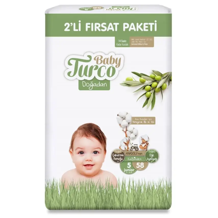 Baby Turco Doğadan Bebek Bezi 5 Beden Junior 58li Fırsat Paketi - 5