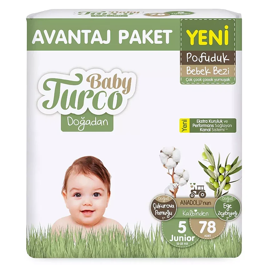 Baby Turco Doğadan Bebek Bezi 5 Numara Junior 78 Adet Avantaj Paket - 1