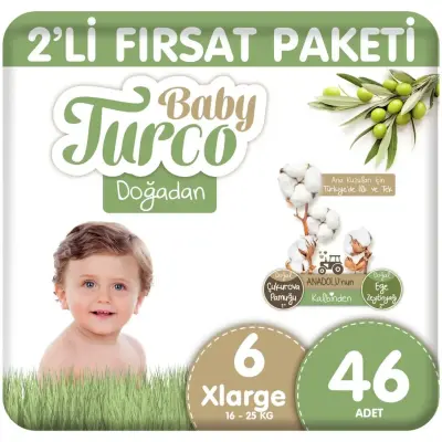 Baby Turco Doğadan Bebek Bezi 6 Beden XLarge 46lı Fırsat Paketi - 3