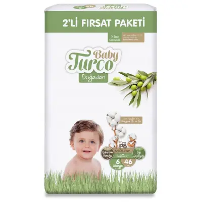 Baby Turco Doğadan Bebek Bezi 6 Beden XLarge 46lı Fırsat Paketi - 8