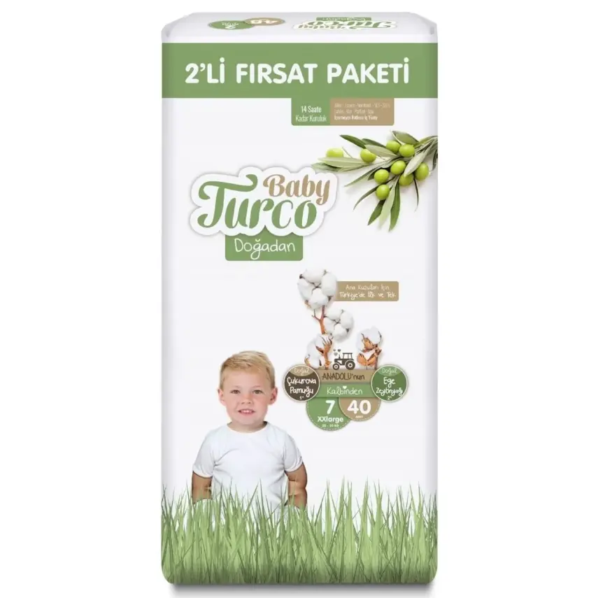 Baby Turco Doğadan Bebek Bezi 7 Beden XXL 40lı Fırsat Paketi - 2
