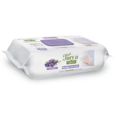Baby Turco Doğadan Yüzey Temizlik Havlusu Lavanta 100lü (1)