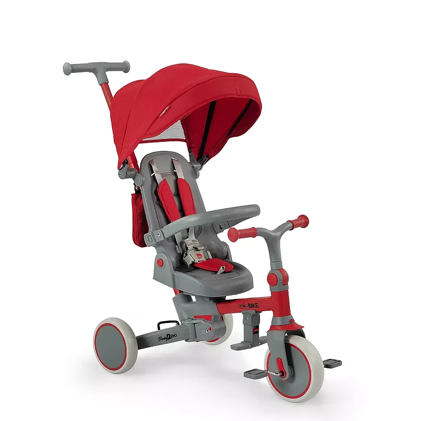 Baby2Go Go-Bike Ebeveyn Kontrollü 3 Tekerlekli Tenteli 6 In 1 Bisiklet Kırmızı - 1