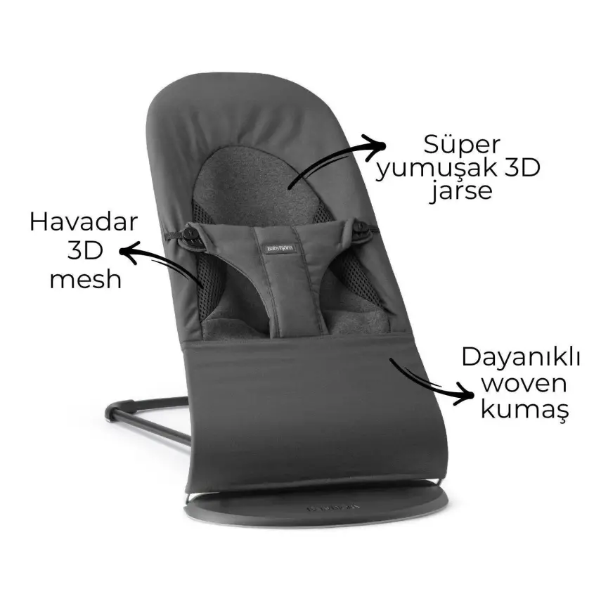 Babybjörn Balance Soft Ana Kucağı Oyuncaklı Woven Jersey Tri-Fabric Dark Grey - 3