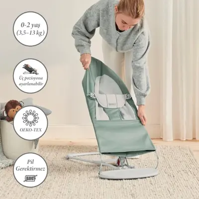 Babybjörn Balance Soft Ana Kucağı Woven Jersey Light Sage Gri Şase (1)