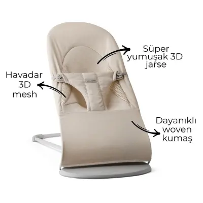 Babybjörn Balance Soft Ana Kucağı Woven Jersey Tri-Fabric Light Beige - 4