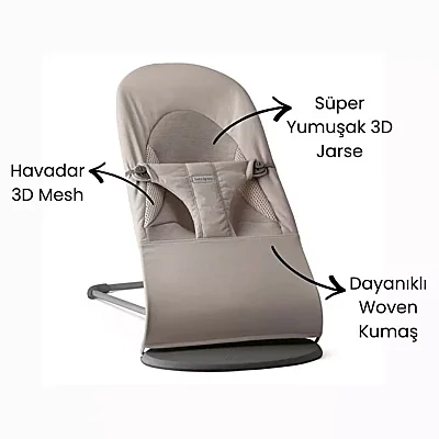 Babybjörn Balance Soft Ana Kucağı Woven Jersey Tri-Fabric Sand Grey - 3