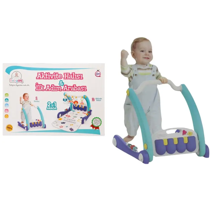 Babycim 2'si Bir Arada Aktivite Halısı&İlk Adım Arabası Mavi - 7