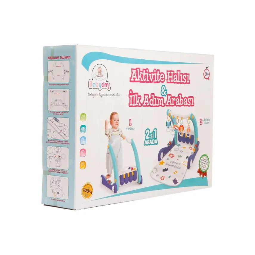 Babycim 2'si Bir Arada Aktivite Halısı&İlk Adım Arabası Mavi - 10