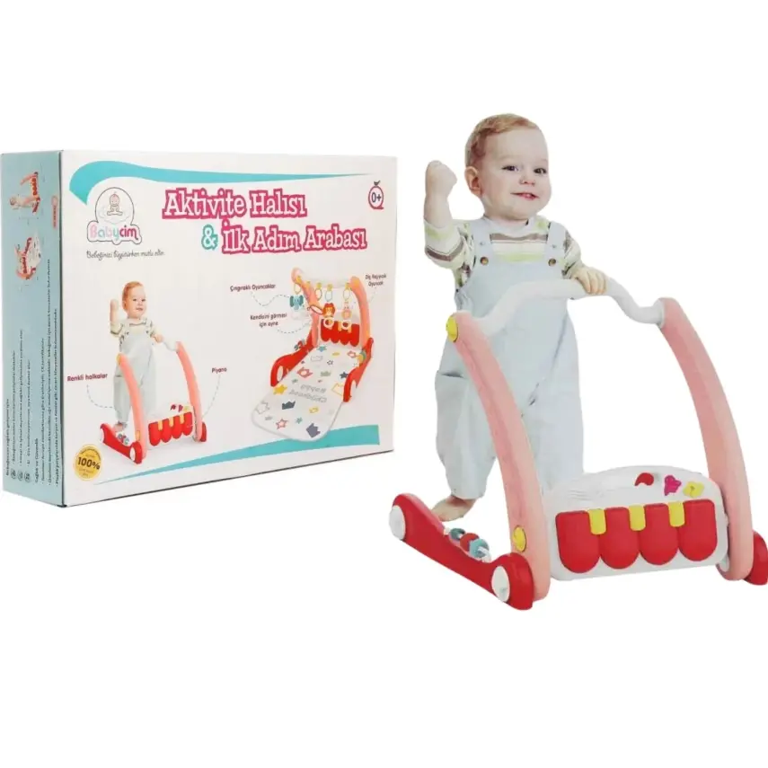 Babycim 2'si Bir Arada Aktivite Halısı&İlk Adım Arabası Pembe - 7