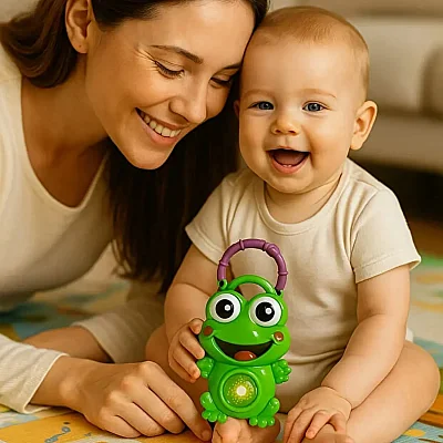 Babycim Neşeli Sesli Pilli Kurbağa Çıngırak - 3