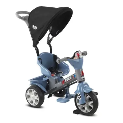 Babyhope Bobo Tenteli İtmeli Bisiklet Mavi-Gri