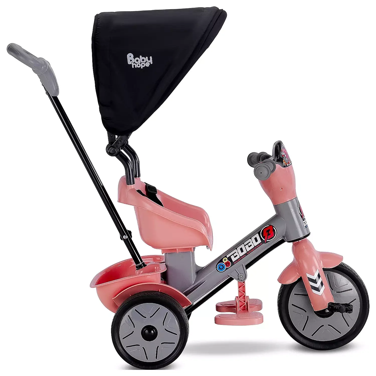 Babyhope Bobo Speed Tenteli İtmeli Bisiklet Gri