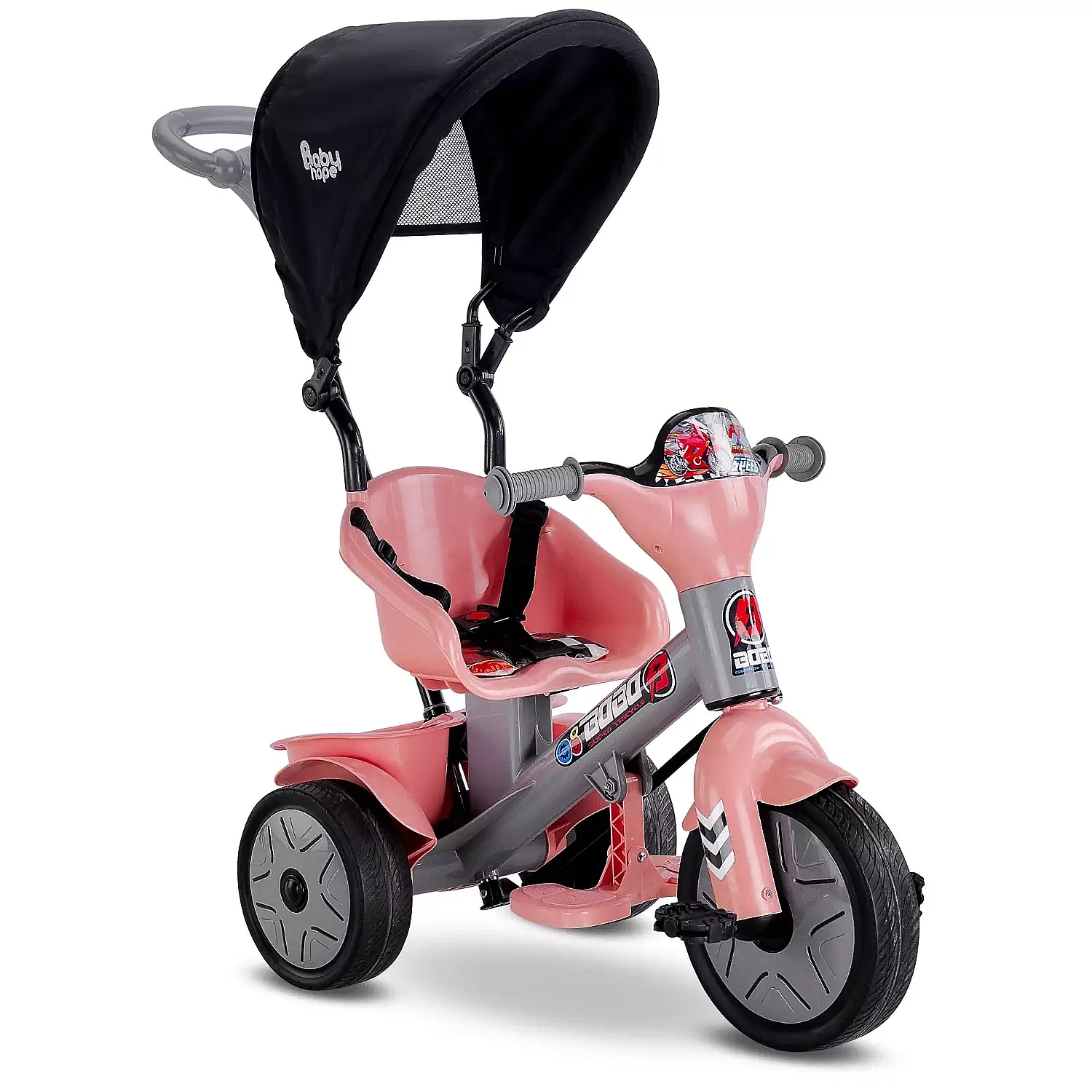 Babyhope Bobo Speed Tenteli İtmeli Bisiklet Gri