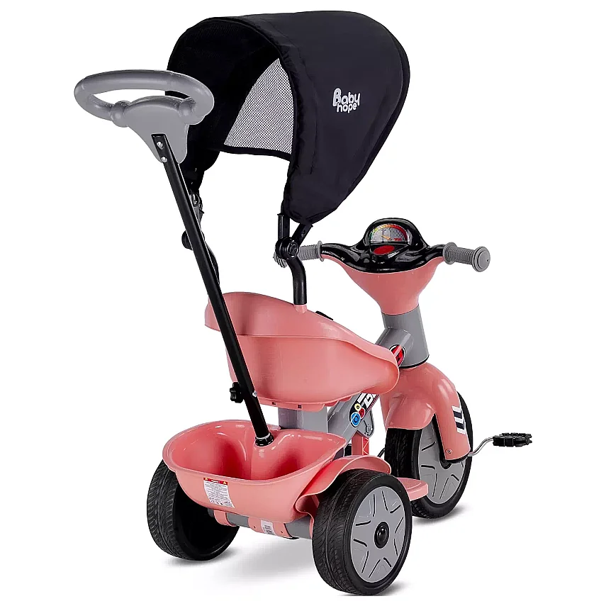 Babyhope Bobo Tenteli İtmeli Bisiklet Gri - 3