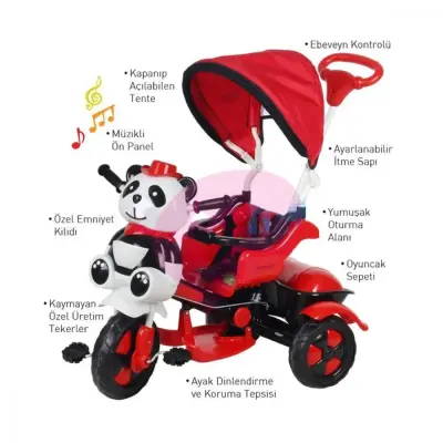 Babyhope Little Panda Bisiklet Kırmızı Siyah - 6