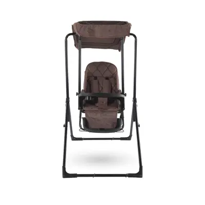 Babyhope Lüks Yatarlı Tepsili Salıncak Kırçıllı Kahverengi (1)
